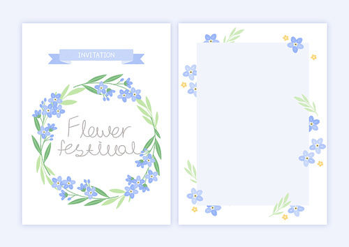 Invitation_Spring flower invitation front and back illustration