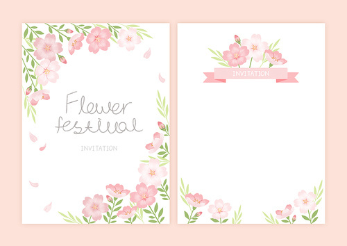 Invitation_Spring flower invitation front and back illustration