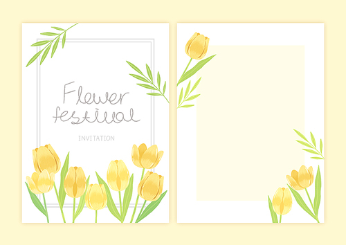 Invitation_spring flower invitation front and back illustration