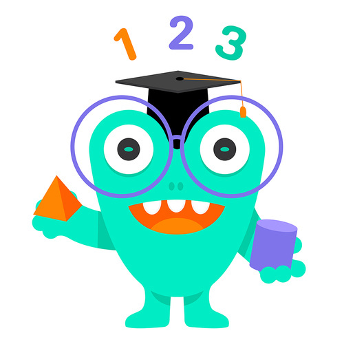 Children's Education Character_Mathematics Doctor Monster Character Vector Illustration