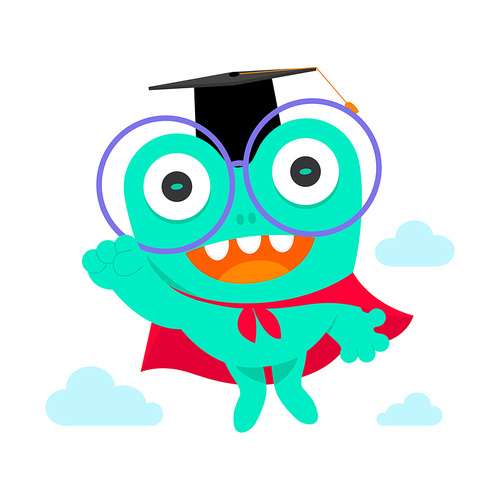 Children's Education Character_Mathematics Hero Monster Character Vector Illustration