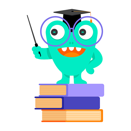 Children's Education Character_Mathematics Lecture Monster Character Vector Illustration