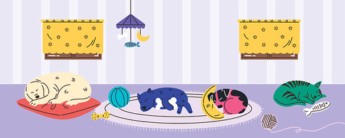 Pet_bedding set vector illustration