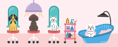 Pet_dog cat hair salon vector illustration