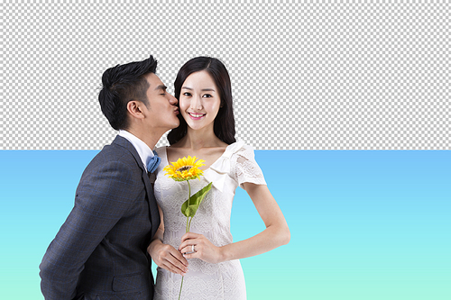 couple kissing cheek png