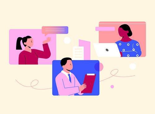 Remote meeting non-face-to-face service vector illustration