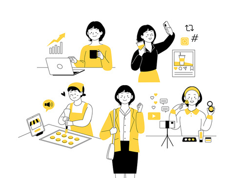 N Job _ Office worker various hobbies and side jobs vector illustration