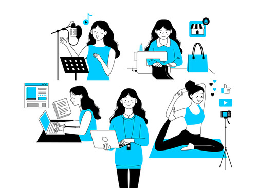 N Job _ Office worker various hobbies and side jobs vector illustration