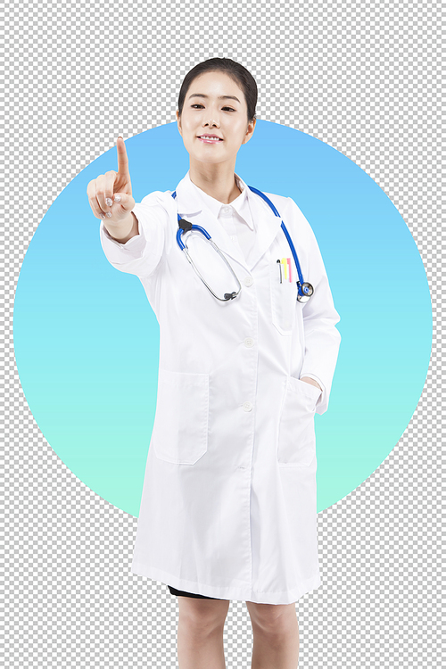 A woman wearing a doctor's coat PNG