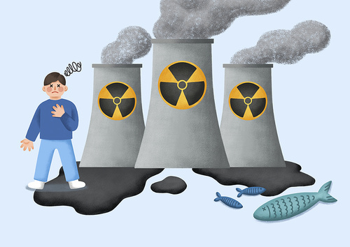 Earth Day_Illustration of people and animals suffering from environmental pollution