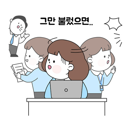 Work Life_Vector emoticon illustration of office worker doing various tasks