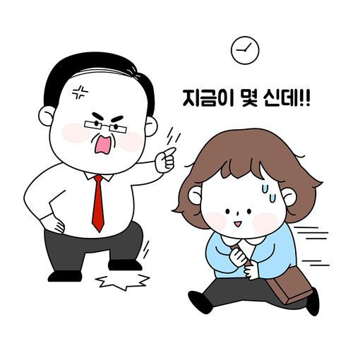 Work life_late office worker vector emoticon illustration