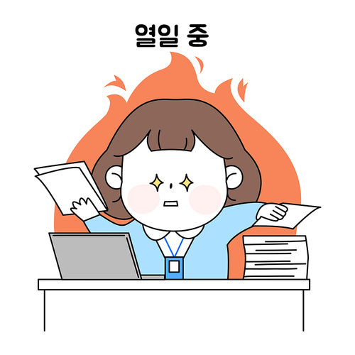 Working life_hardworking office worker vector emoticon illustration