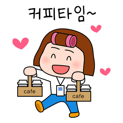 Workplace Emoticon_Office worker holding coffee vector illustration emoticon