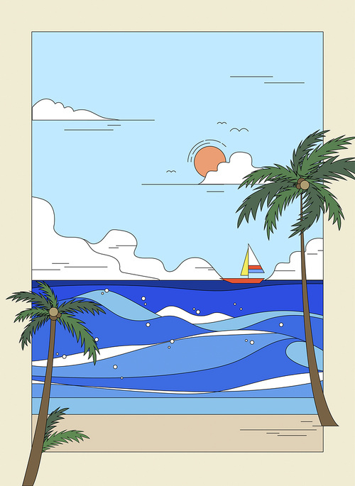 Summer landscape_resort landscape vector illustration