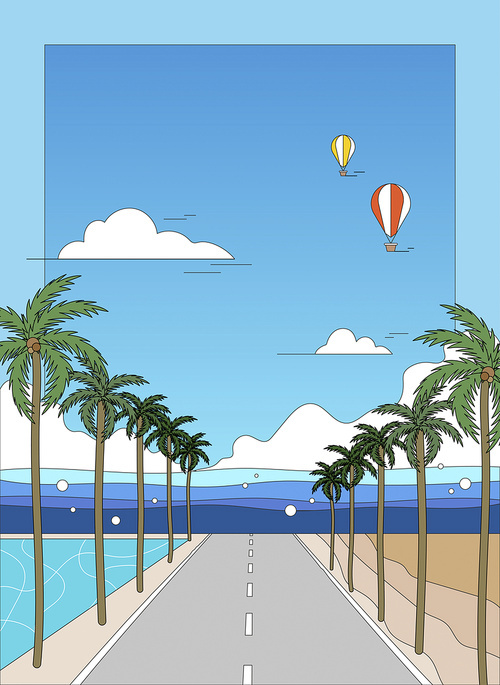 Summer landscape_resort landscape vector illustration