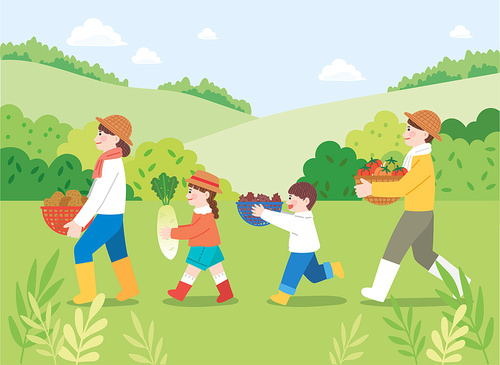 Weekend Farm_Family Farm Vector Illustration