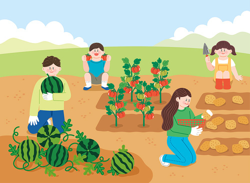 Weekend Farm_Family Farm Vector Illustration