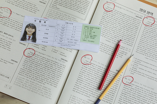 Study_SAT paper and admission ticket photo image
