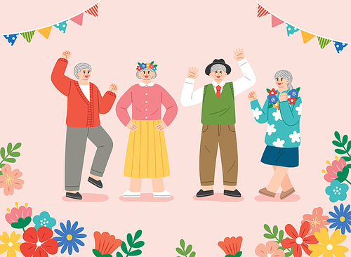 October Issue_Elderly Day Vector Illustration