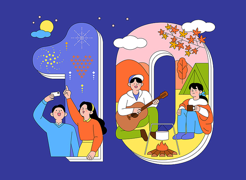 Number Event_October Anniversary Vector Illustration