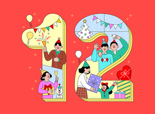 Number Event_December Anniversary Vector Illustration