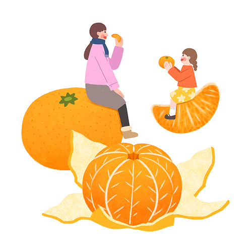 Winter snack_tangerine illustration image