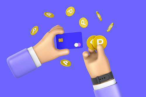 Shopping Finance Hands_Points accumulation 3D graphic image