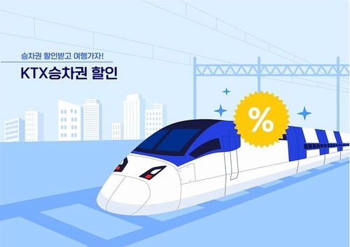 High speed train vector illustration with discount label