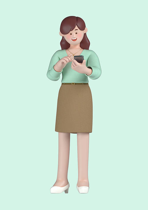 Startup_Woman holding a smartphone business 3D graphic character image