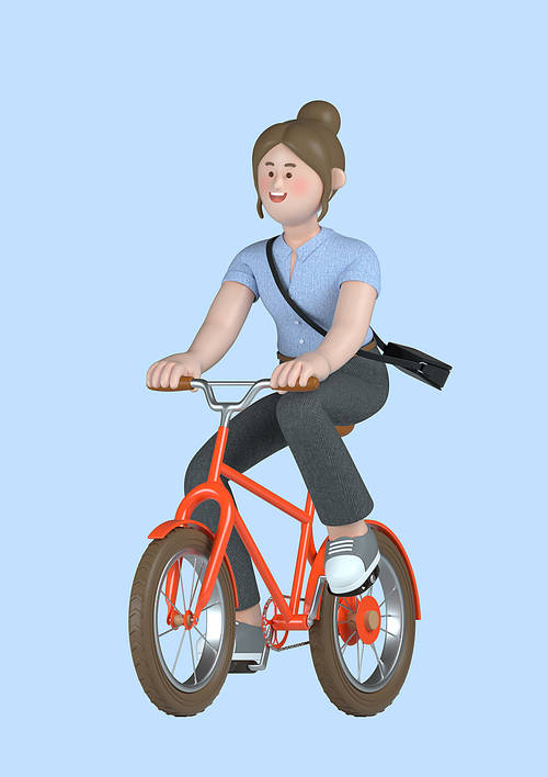 Startup_ Woman riding a bicycle business 3D graphic character image