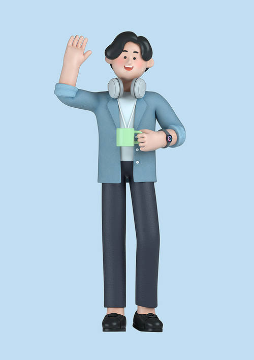 Startup _ Man resting with a mug business 3d graphic character image