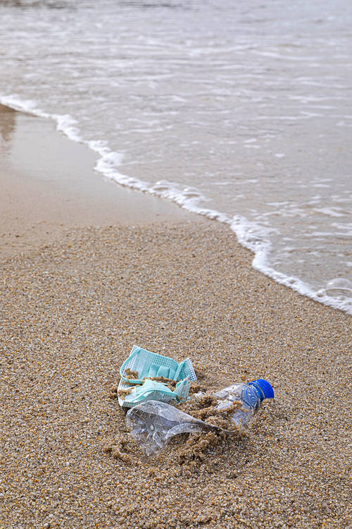 beach_plastic and mask trash photo image