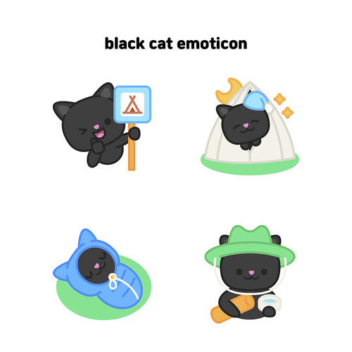 Camping Black Cat Emoji