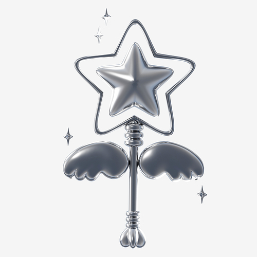 Silver material_magic wand 3D object graphic image