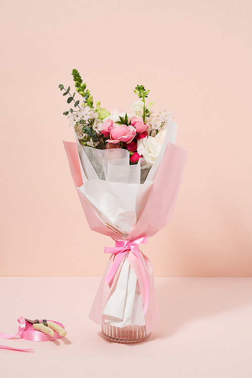 A bouquet of bright pink flowers