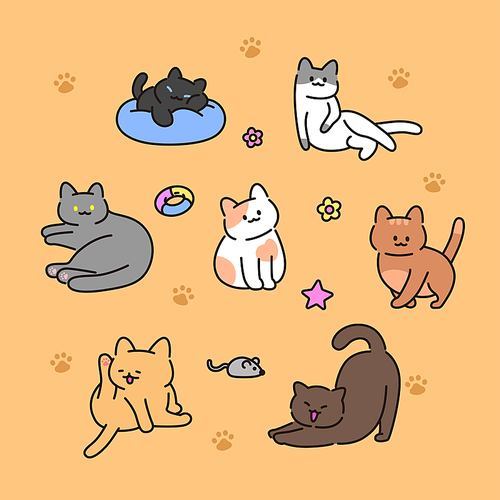 Illustration vector with various species of cats
