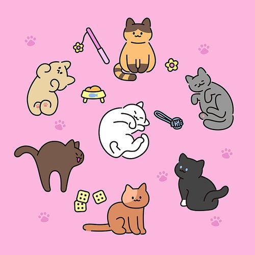 Illustration vector with various species of cats