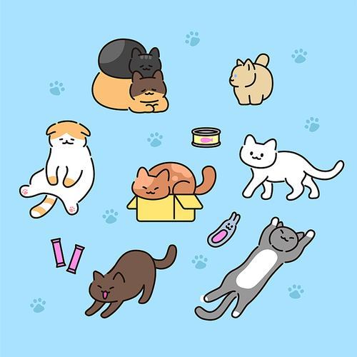 Illustration vector with various species of cats