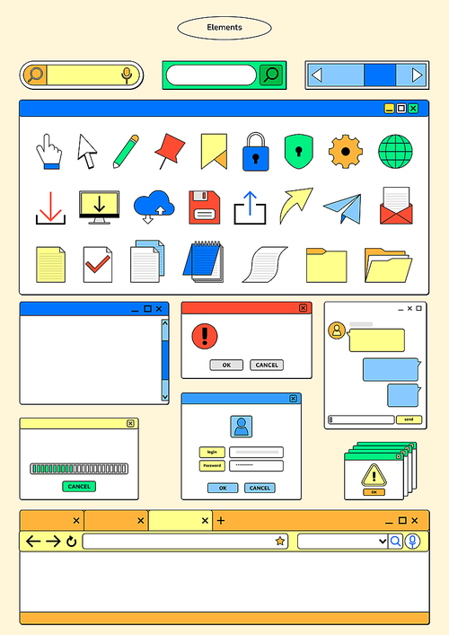 Element sources such as internet pop -up window and mouse display