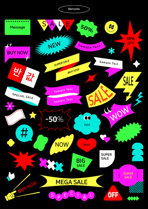 Sale theme element sauce using various shapes