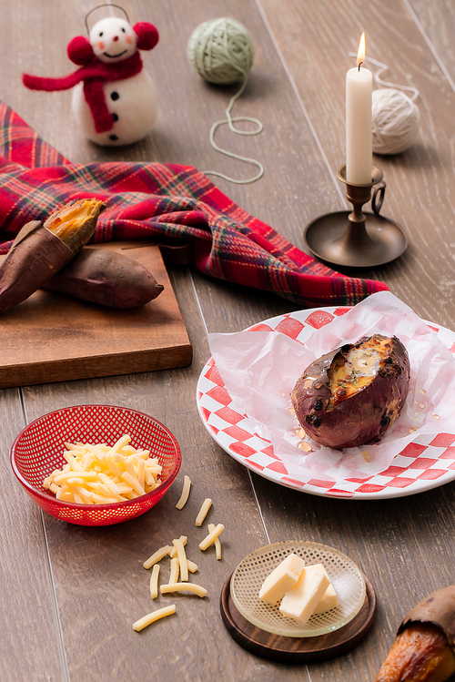 Sweet sweet potato dish plated with a winter concept