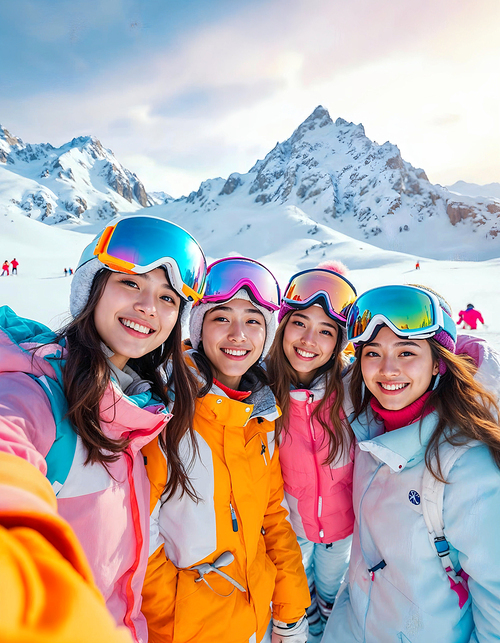 A group of women in their 20s who traveled to a ski resort together