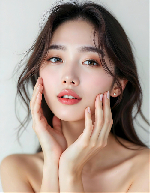 A young woman in her 20s with clean and beautiful skin