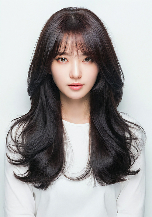 Women's hairstyle long hair
