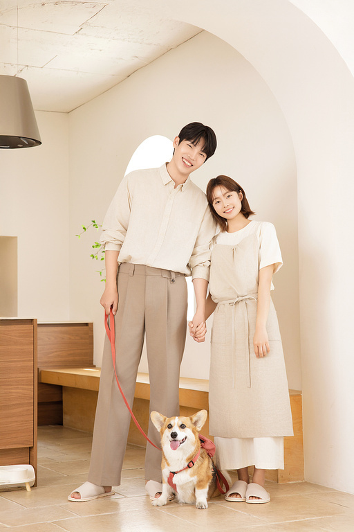 A happy couple with their dog