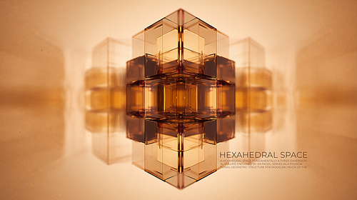 Installation of transparent cube art with symmetrical structure