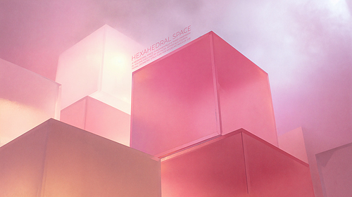 Valse transparent pink cube structure in subtle lights