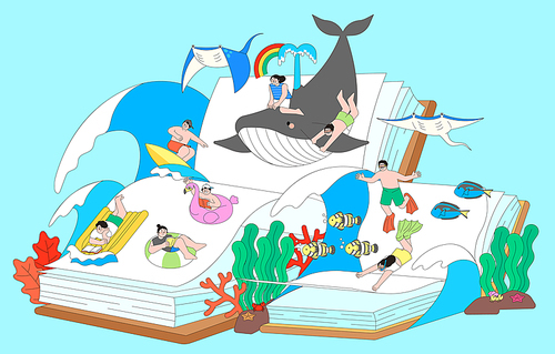 People who enjoy playing in the sea of the unfolded book