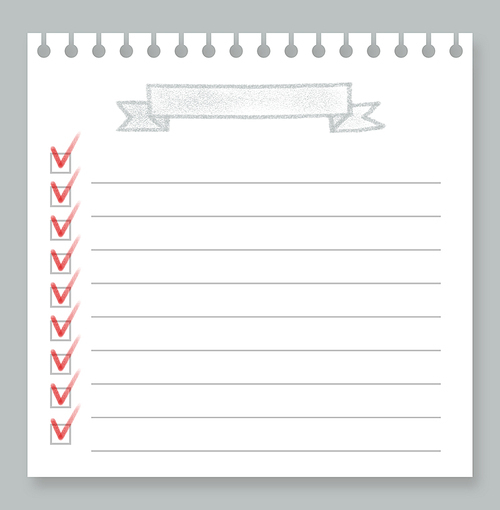 Checklist notepad background for diagnosis, testing, planning